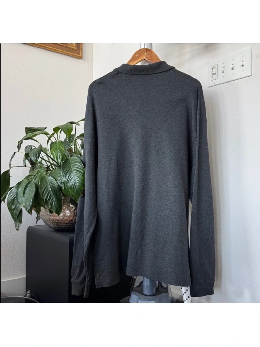 Orvis Signature Collection Polo Long Sleeve sweater Top Sz 2XL Gray Pima Cotton